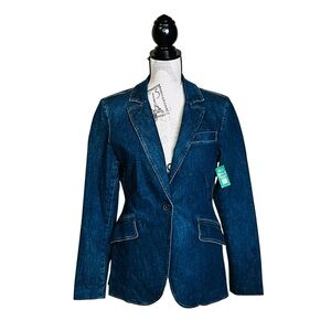 GAP Women's Dark Blue Denim Blazer Jacket